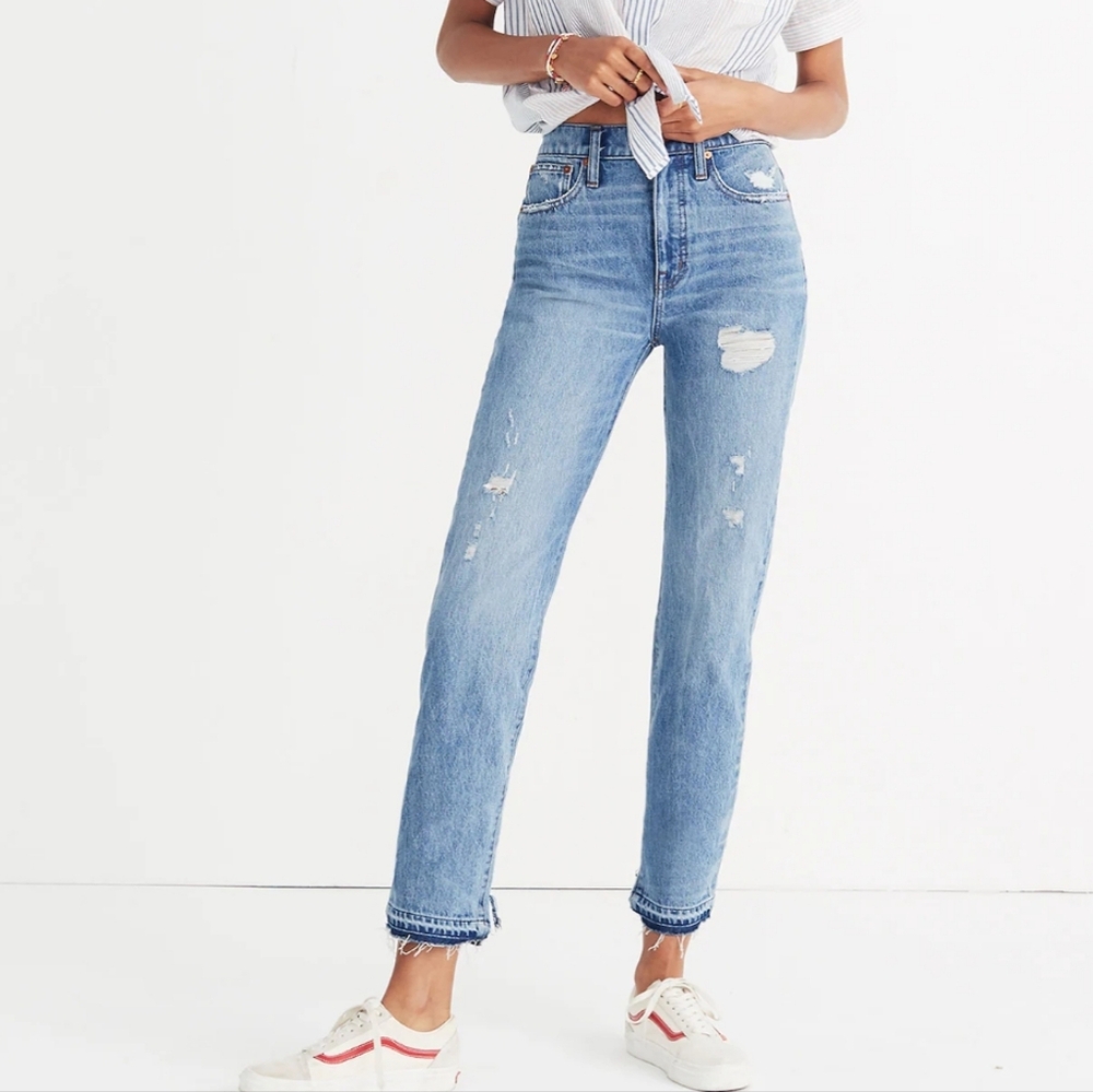 Madewell Classic Straight High Rise Crop Jeans Women's‎ 25 Distressed